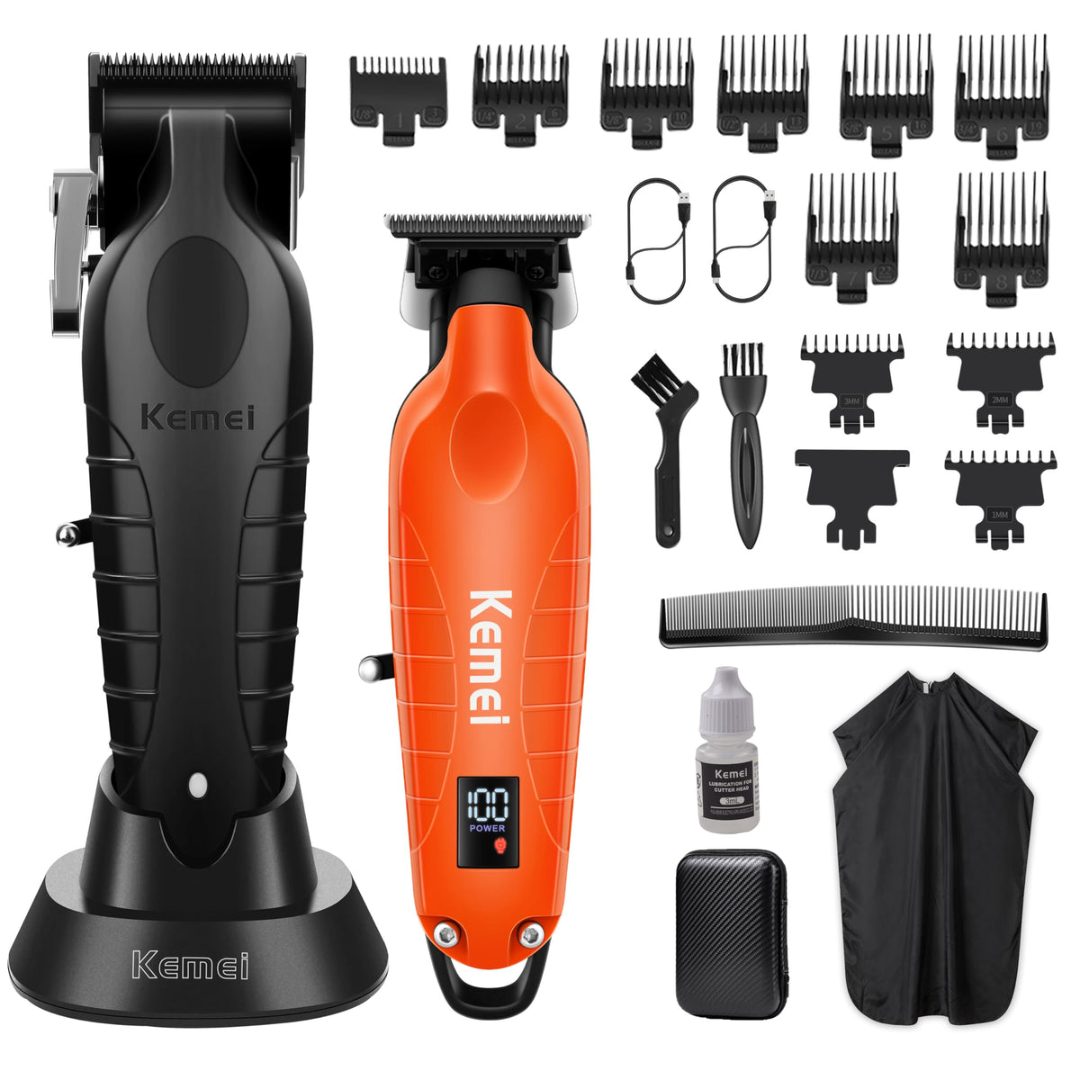 KEMEI Hair Clippers for Men and Trimmers Set Cordless Zero Gap Hair Trimmer
