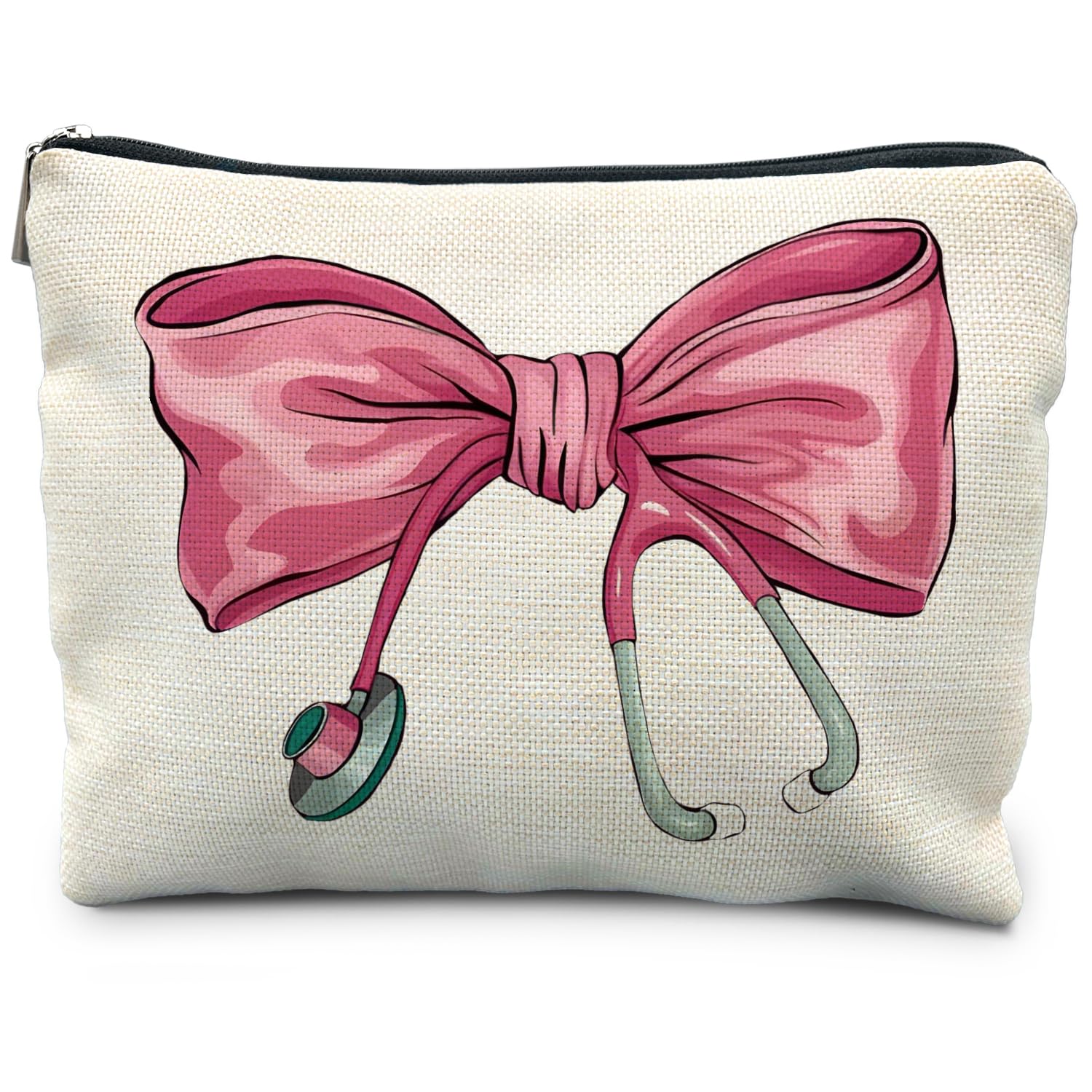 RYYCDOI Pink Coquette Bow Stethoscope Nurse Makeup Bag, Nurse Gifts for Women Cosmetic Bags, Nurse Week Gifts Makeup Pouch, Nurse Appreciation Gifts Zipper Pouch