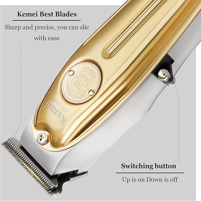 KEMEI Professional Beard & Hair Trimmer for Men Cordless T-Blade Trimmers