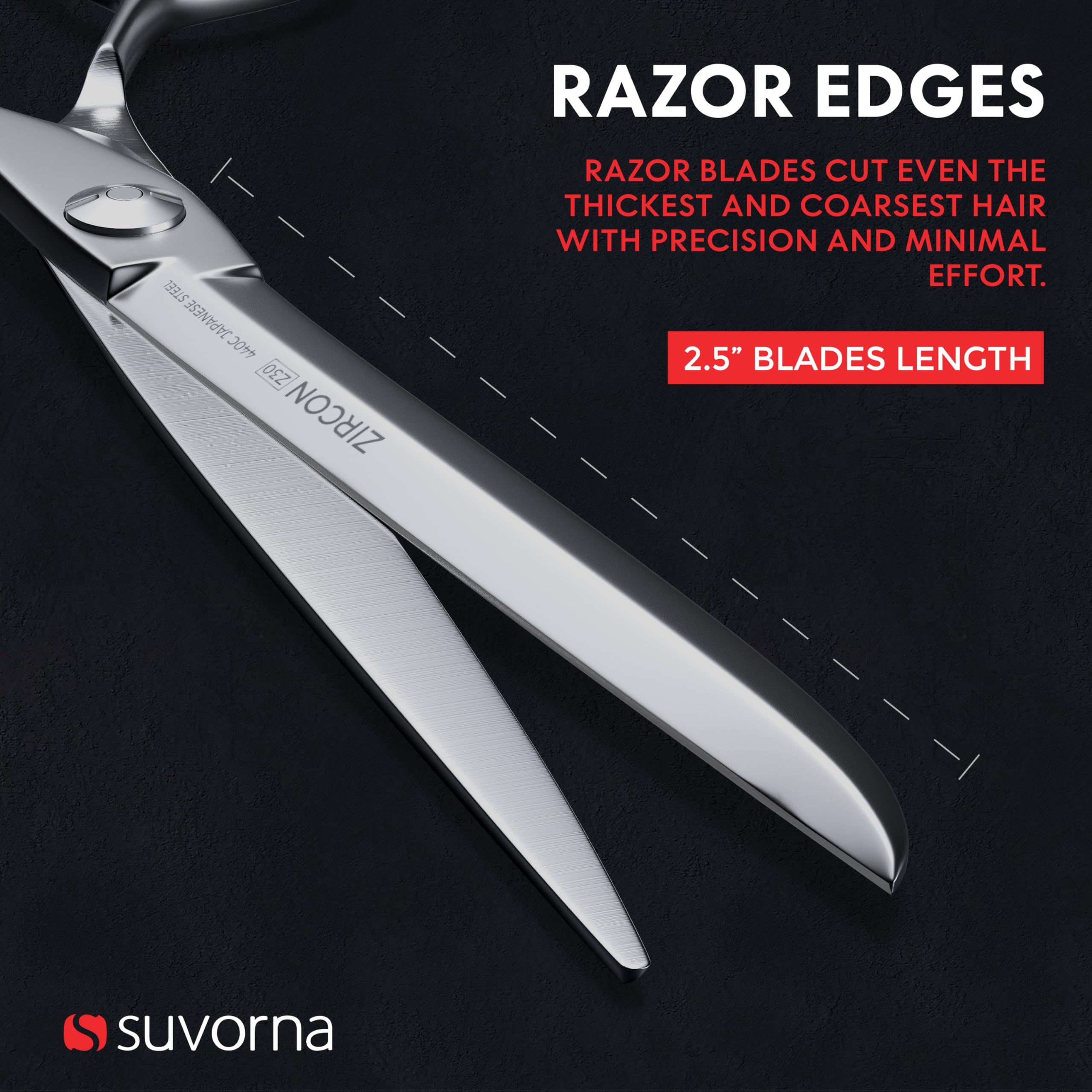 Suvorna Professional Hair Cutting Scissors - 6.5" Barber Shears for Hair Cutting - Japanese Stainless Steel Haircut Scissors for Barbers and Hairdressers - Razor Edge Hair Shears for Women and Men