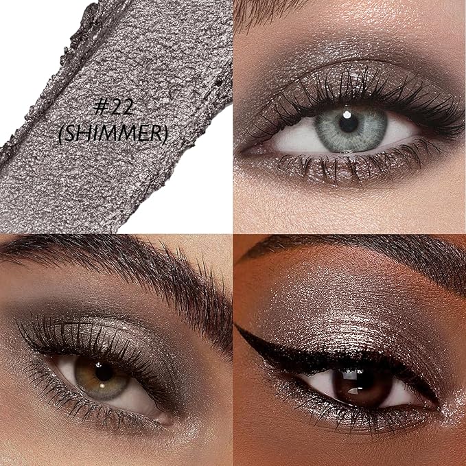 Wugbc Dark Taupe Shimmer Eyeshadow Stick, Waterproof Cream Eye Shadow Pencil Long-Lasting Crease-Proof Glitter Eyeshadow Crayon Smooth High Pigmented Highlighter Neutral Eye Shadow Liner Makeup
