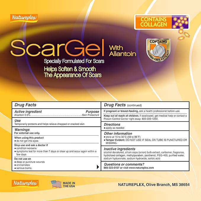 Natureplex Scar Gel 1.25 oz (2 Pack) – With Allantoin, Clinically Proven Formula for Old & New Scars – Reduces Appearance of Scars from Surgery, Burns, Acne, Injury & Stretch Marks