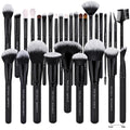 Daily Queen 29pcs Black Professional Makeup Brush Set Kabuki Powder Concealers Eye shadows Blush Eyeliner Eyebrow Contour Eye blending Brushes (29pcs brush)