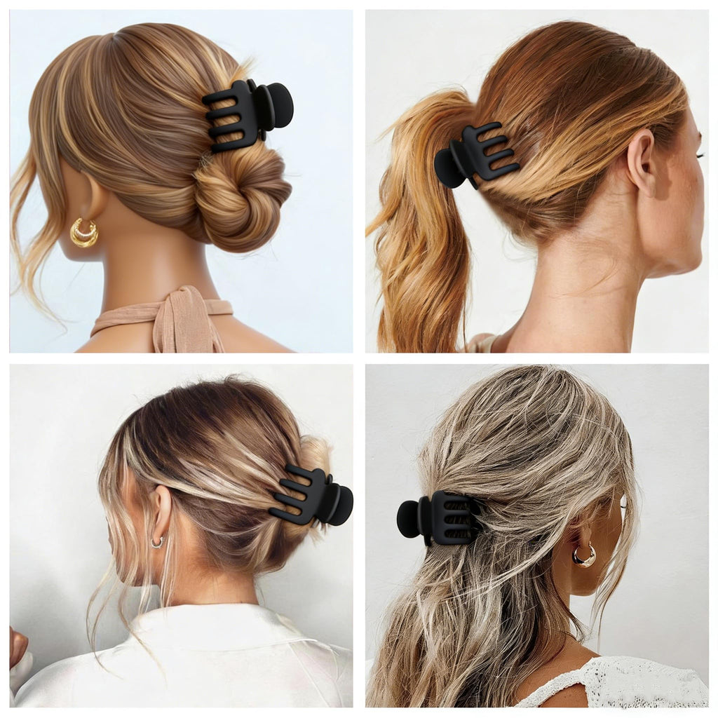 SMKSL Medium Hair Clips for Women 8 Pcs Small Claw for Thin and Thick Hair 2 Styles Clips for Hair Combination Rectangle Jaw Clips Hair Accessories for Women and Girls (Black)