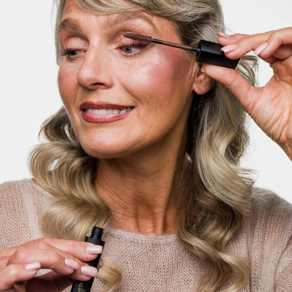 Cellmetics Mascara for Older Women 60 Plus, Volumizing & Lengthening Mascara with Lash Growth Effect, Hypoallergenic, Smudge-Free and Gentle for Sensitive Eyes ((02) Brown)
