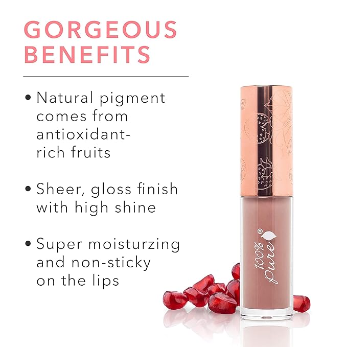 100% PURE Lip Gloss, Pink Caramel, 0.17 fl oz