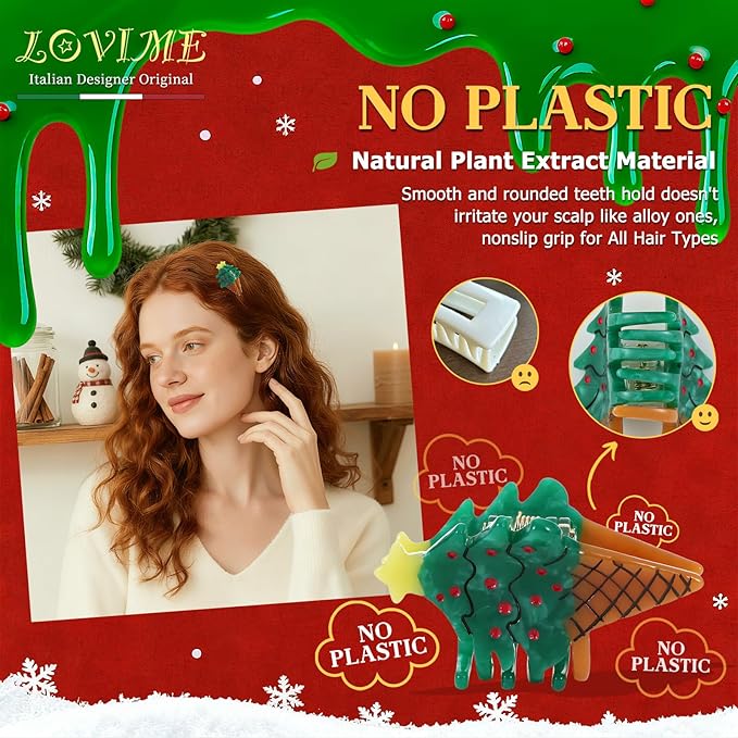 LOVIME Small Summer Hair Claw Clips for Women Girls - Italian Tree Cone Hair Accessories for Women Girls Fun Acetate Mini Hair Clips for Thin & Thick Hair Mothers Day Gifts for Mom with Gift Box