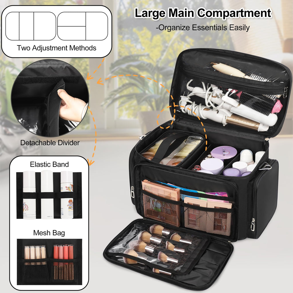 TANTO Large Makeup Bag, Portable Cosmetic Travel Bag for Makeup Artist
