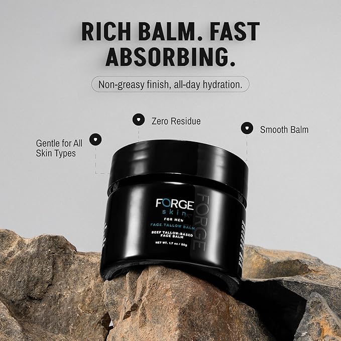 Forge Skin Face Moisturizer for Men Wrinkle Defense Beef Tallow Balm, 1.7oz