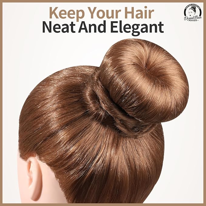 Teenitor Hair Bun Maker, Hair Buns for kids Girls, Hair Donuts, Ballet Bun Maker,4 Size, Light Brown