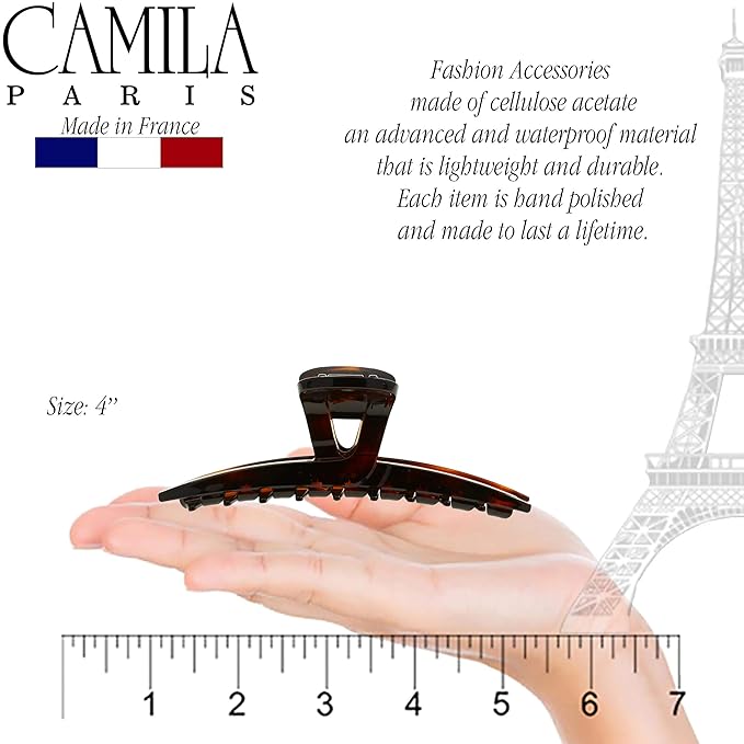 Camila Paris CP2371 French Hair Clip for Women, Narrow, Strong Hold Grip Double Tooth Girls Hair Claw Clips Jaw, Fashion Durable Styling Hair Accessories for Women, Made in France