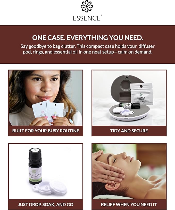 Essence Pearl Travel Case | Coffee Essential Oil | Aromatherapy Nasal Diffuser & Essential Oil Carrying Case | Invigorating Coffee & Coconut Blend | Travel-Friendly Kit | White Pod