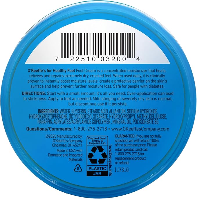 O'Keeffe's Healthy Feet Foot Cream, 3.2 oz Jar, 1-Pack For Extreme Dryness