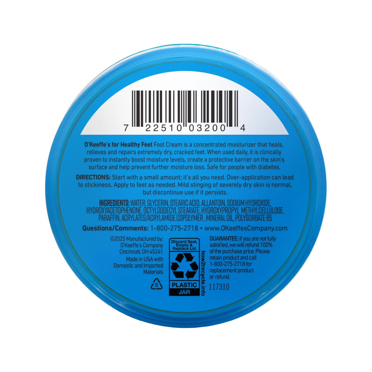O'Keeffe's for Healthy Feet Foot Cream - 3.2 oz Jar (12 Pack) - Guaranteed Relief for Extremely Cracked, Dry Feet, Repairing Skincare, Instantly Boosts and Retains Moisture Levels
