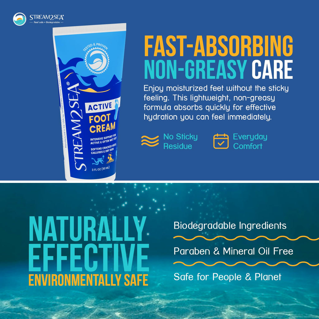 STREAM 2 SEA Active Foot Cream 3 Pack, Neem & Tea Tree