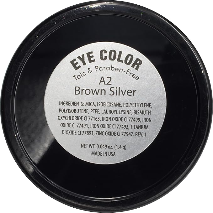 Pure Ziva Brown Silver Shimmering Metallic Chocolate Brown Dark Bronze Pressed Powder Single Vegan Eyeshadow; Talc, Paraben & Cruelty Free