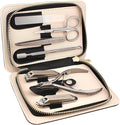 Beauty Power Manicure Pedicure Set 7-in-1 Stainless Steel, Ultra Sharp, Slanted Nail Clipper, Fingernail Clipper, Cuticle Nipper, Glass Nail File, Eyebrow Tweezers, Scissors, Case - Gift Idea - Gray