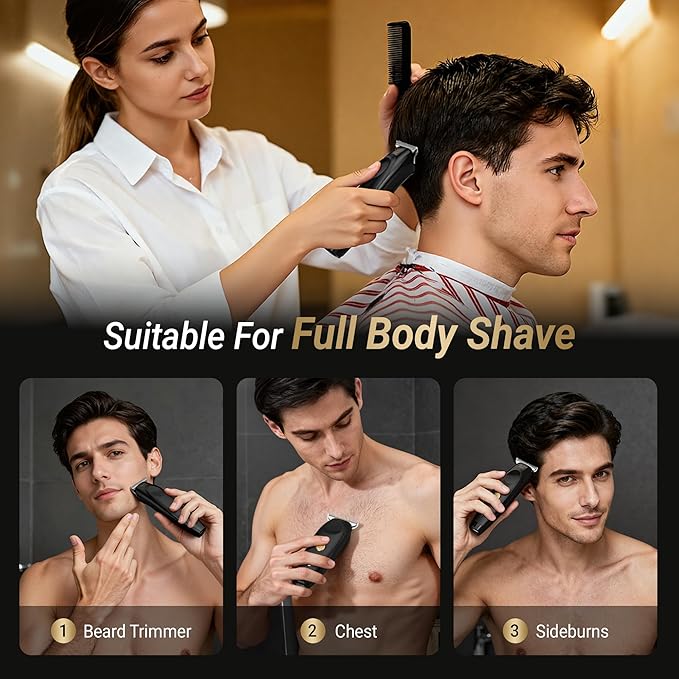 OLOV barber Hair Trimmer for Men, Cordless T-Blade Beard Trimmer, Professional Rechargeable Hair Clippers for Hair Cutting