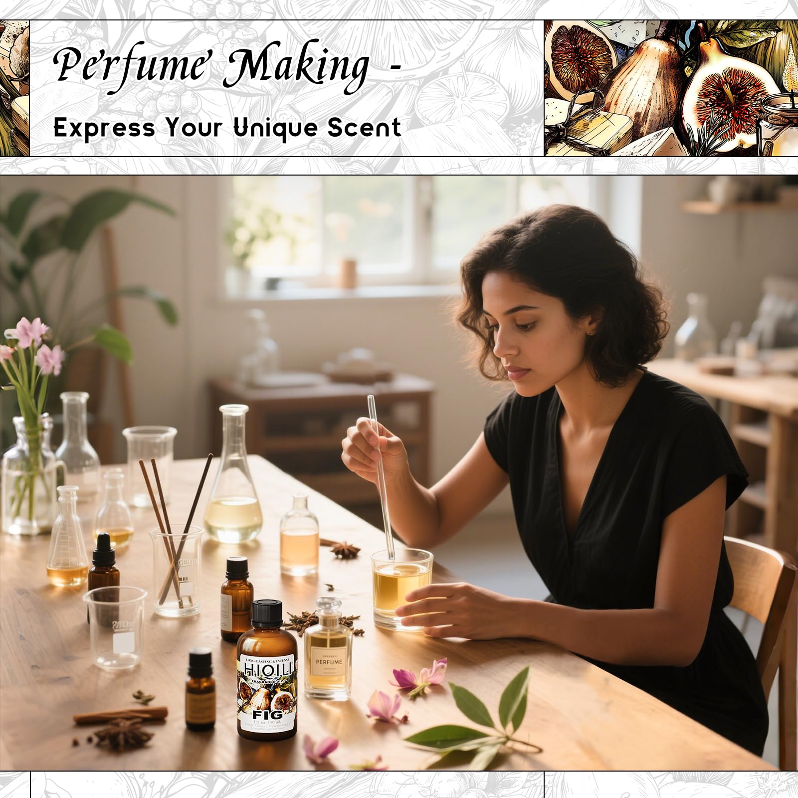 HIQILI Fig Fragrance Oil, DIY Perfume, Add to Bath & Body Products - 30ML