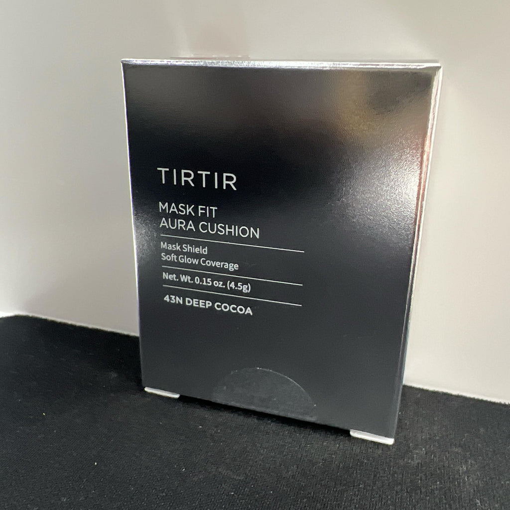 [*Mini Size*] TIRTIR Aura Glow Silver Cushion | Korean Cushion Foundation, (#43N Deep Cocoa, 0.15 Fl Oz)