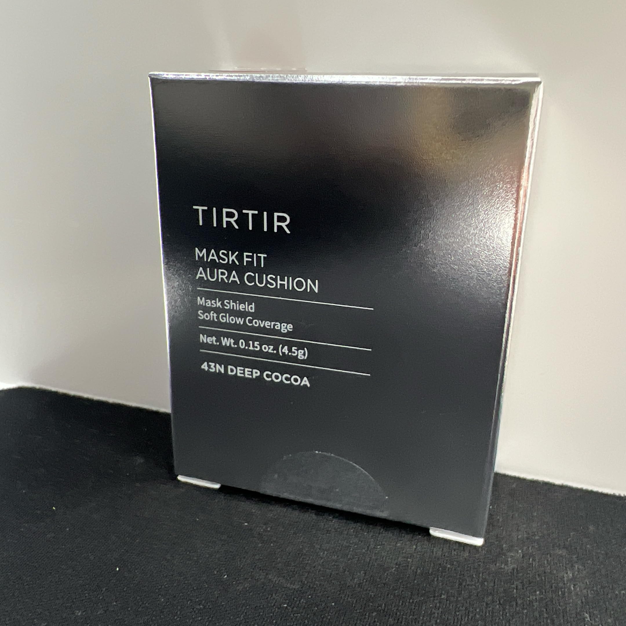 [*Mini Size*] TIRTIR Aura Glow Silver Cushion | Korean Cushion Foundation, (#43N Deep Cocoa, 0.15 Fl Oz)