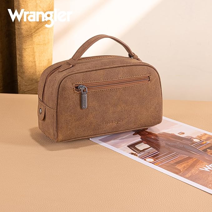 Montana West Wrangler Makeup Bag Travel Cosmetic Bag Small Western Make Up Pouch Portable Toiletry Bag for Women Organizer for Toiletries Accessories, Travel Essentials,Aztec,WG-MB-2203-190-WT