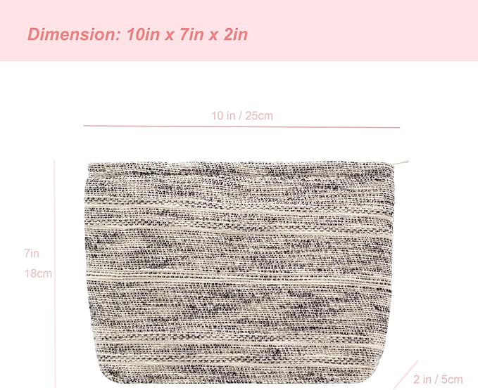 Flat Makeup Bag for Women,Zipper Cosmetic Pouch for Purse,Ripple Grey