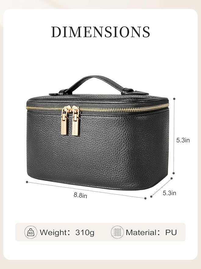 Camdeez Cosmetic Bag,ROWNYEON Makeup Bag,Portable Makeup Train Case,Travel Toiletry Bag Case Organizer for Women,Black