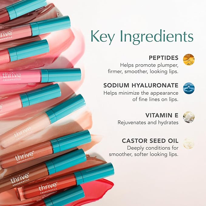 Thrive Causemetics Sheer Strength Lip Plumping Peptide Gloss, Raspberry Red