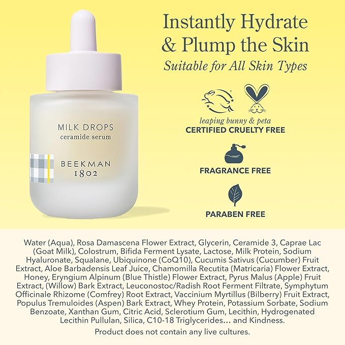 Beekman 1802 Milk Drops Ceramide Facial Serum, 1 fl oz