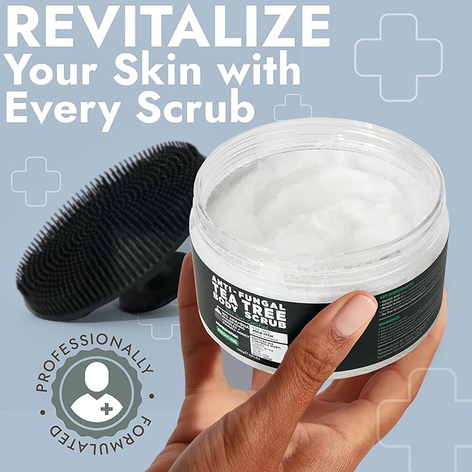 Antifungal Body Scrub with Tea Tree Oil Soothes Itchy Skin & Rashes