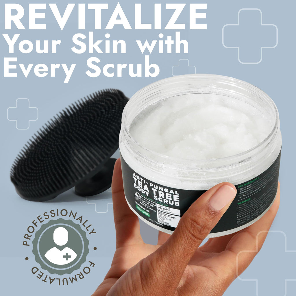 Antifungal Body Scrub with Tea Tree Oil Soothes Itchy Skin & Rashes