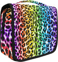 senya Hanging Travel Toiletry Bag Kit Makeup Case Cosmetics Organizer for Men Women (Rainbow Leopard Animal Print)