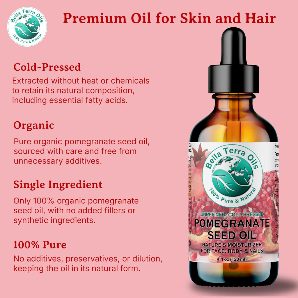 Bella Terra Oils Pomegranate Seed Oil – 1 Gallon – 100% Pure & Natural, Cold-Pressed, Unrefined – Hydrating & Nourishing for Skin & Hair – Antioxidant-Rich Beauty Oil