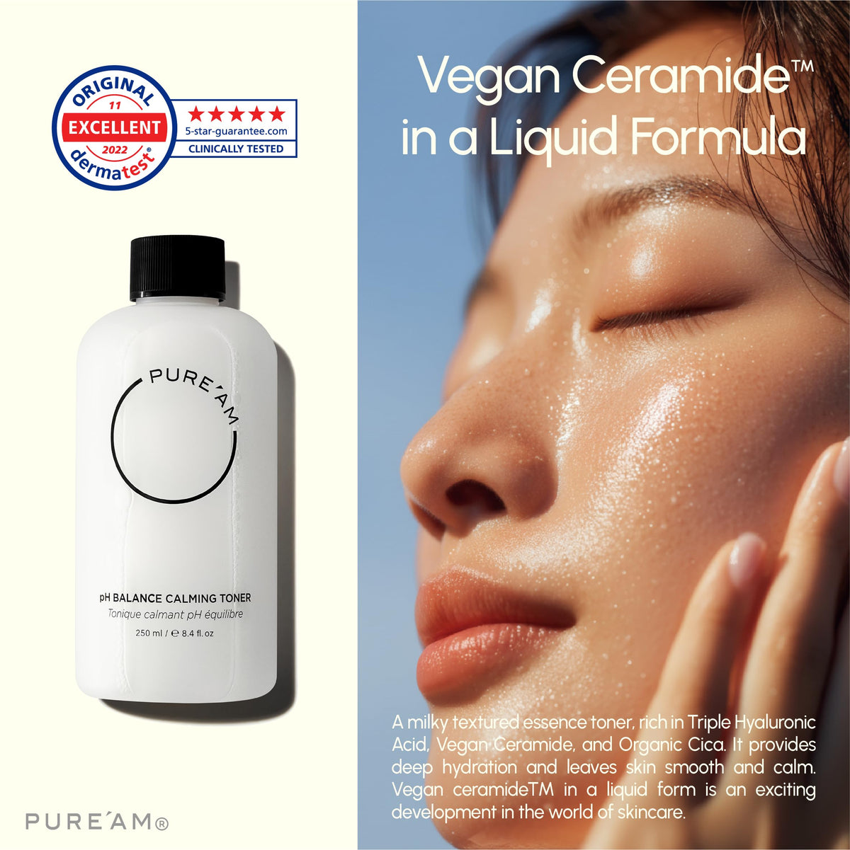 PURE'AM pH Balance Calming Toner for All Skin Types, 8.4 fl. oz, 250ml
