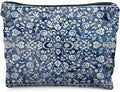 RYYCDOI Vintage Blue Chinoiserie Floral Makeup Bag, Blue and White Flower Cosmetic Bags for Women, Retro Grandmillennial Indigo Floral Zipper Makeup Pouch