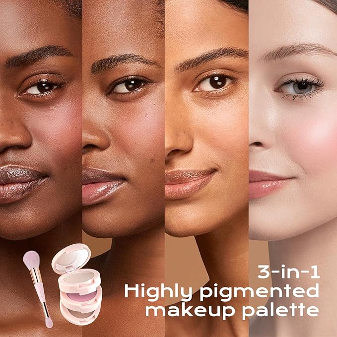 Color Nymph Blush and Highlighter Palette, 3 in 1 Contour Palette