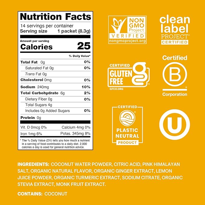 Cure Hydration - Electrolyte Drink Powder Ginger Turmeric 14 Packets