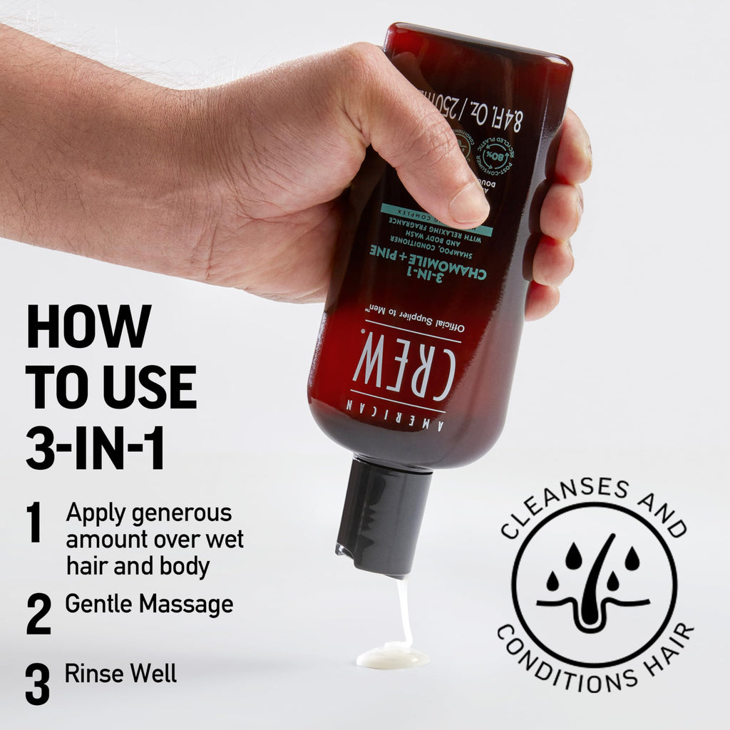 American Crew 3-in-1 Shampoo & Body Wash, Chamomile & Pine, 8.4 fl oz