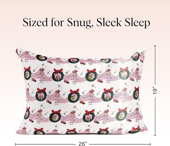 The Grinch x Kitsch Satin Pillowcase W/Zipper - Size 19x26, Cindy Lou
