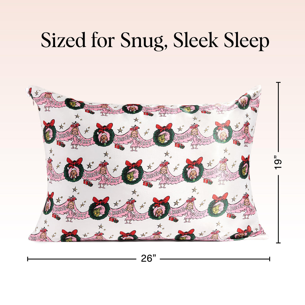 The Grinch x Kitsch Satin Pillowcase W/Zipper - Size 19x26, Cindy Lou