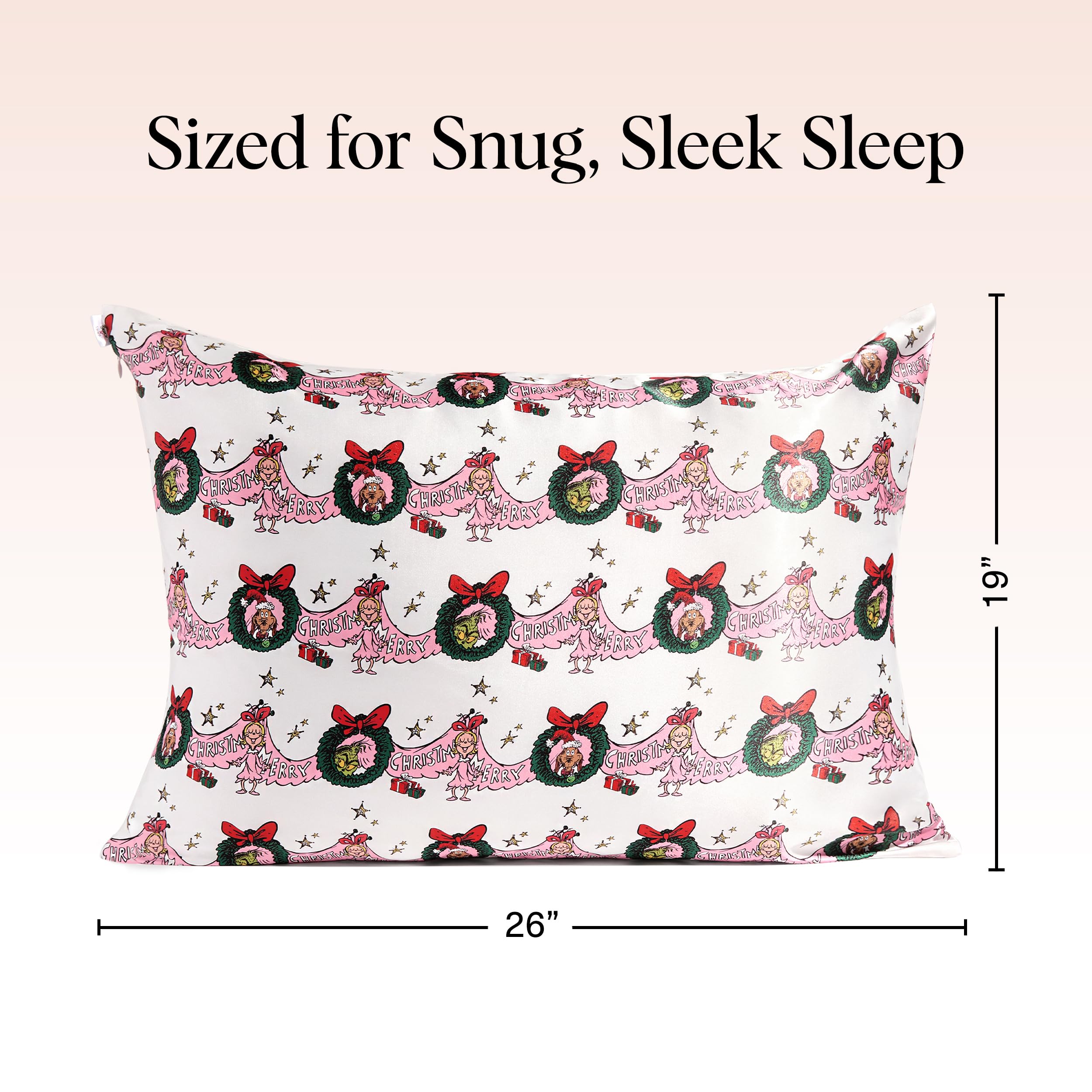 The Grinch x Kitsch Satin Pillowcase W/Zipper - Size 19x26, Cindy Lou