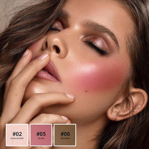 3Pcs Contour Stick Kit,Shades with Highlighter Blush Bronzer, LIGHT MEDIUM