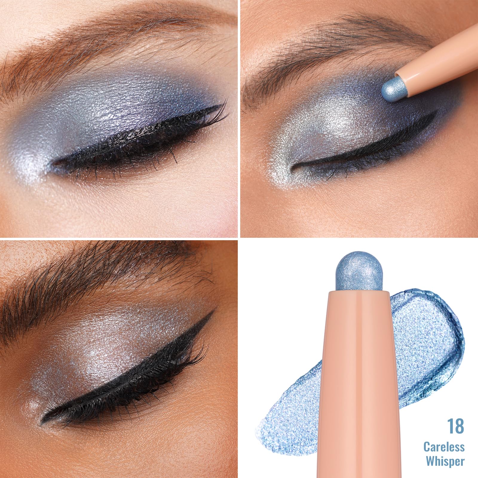 Oulac Eyeshadow Stick Set Smooth & Long Lasting, Twist-up Design Shimmering Glitter Finish, Blendable Eyes Makeup, Vegan & Cruelty-Free 3.8g X 4PCS