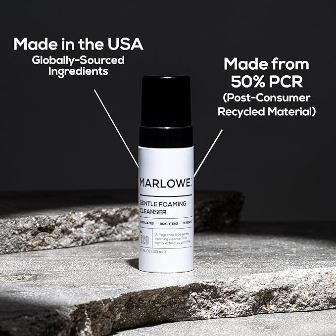 MARLOWE. Gentle Foaming Facial Cleanser, Exfoliating Men's Face Wash, 4.5oz