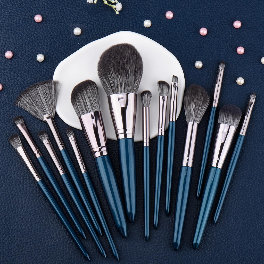 SHELWIN Professional Makeup Brush Set 14Pcs Makeup Brushes Kit Foundation Eyeshadow Powder Blending Eyebrow Eyelash Kabuki Brushes Cosmetic Brushes Travel Kits With Leather Bag Gift