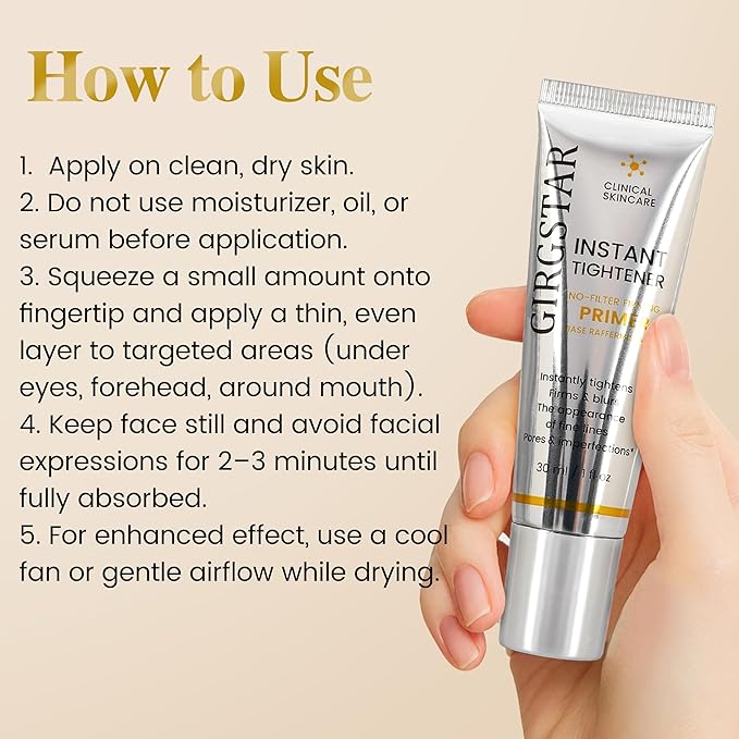 Girgstar Instant Face Blurring & Firming Primer for Face Before Makeup - Perfection Tightener Visibly Smooths the Look of Fine Lines, Wrinkles & Pores - Grips Makeup for Long Wear & Shine Control