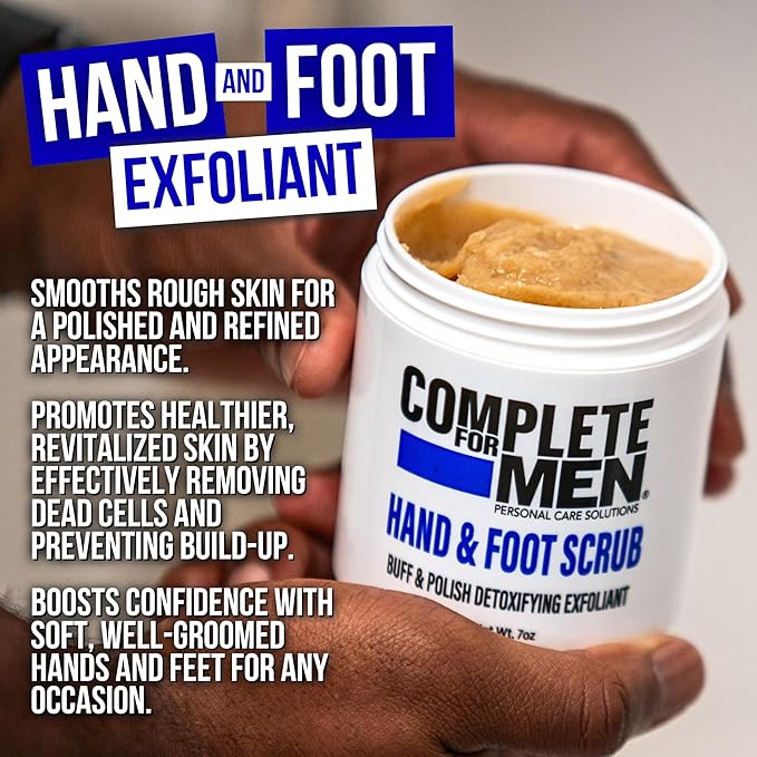 COMPLETE FOR MEN - Hand and Foot Scrub: Exfoliating Feet, Hand Exfoliant, Sugar Scrub for Dry Skin, Moisturizing Rough Skin Remover, Ideal for Hands and Feet Care, Scrub for Men
