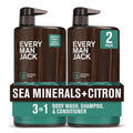 Every Man Jack 3-in-1 All Over Body Wash for Men, Sea Minerals Citron, 2pk