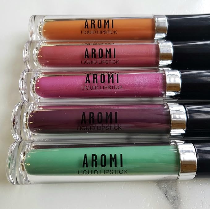 Aromi Berry Fuchsia Metallic Liquid Lipstick, Opal Rose